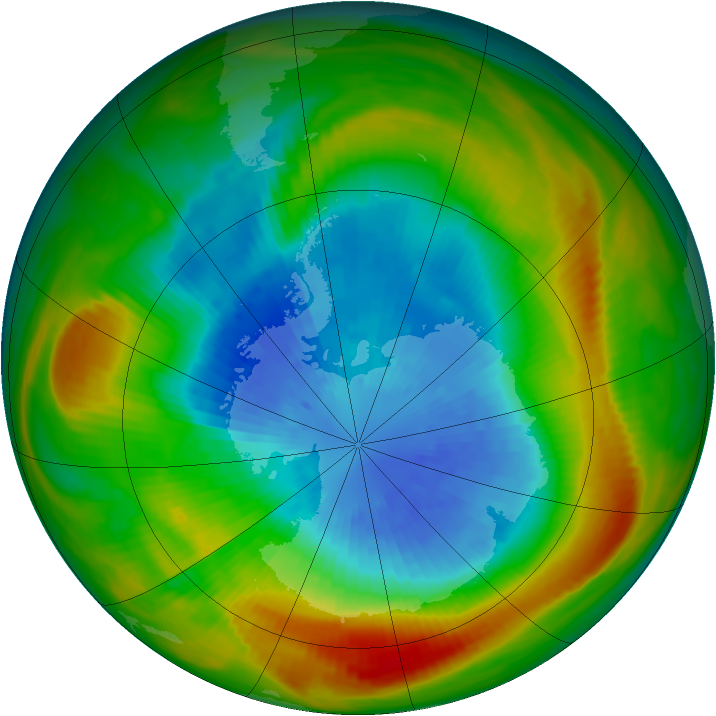 Antarctic ozone map for 20 September 1980